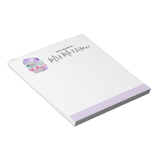 Lila Leselehrer - Geschenktafel Notizblock (angewinkelt)