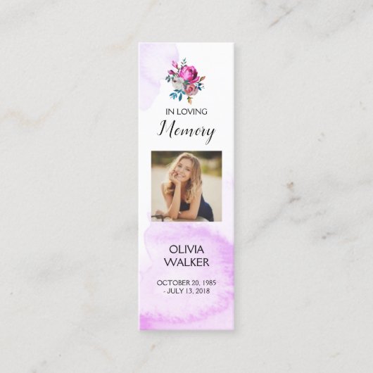 Lila Lesezeichen der Beerdigung, Beerdigung Keepak Mini Visitenkarte (Vorderseite)