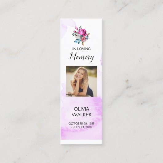 Lila Lesezeichen der Beerdigung, Beerdigung Keepak Mini Visitenkarte (Vorderseite)