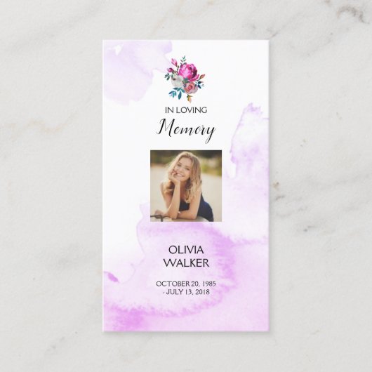 Lila Lesezeichen der Beerdigung, Beerdigung Keepak Visitenkarte (Vorderseite)