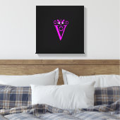 Lila Letter Face Wrapped Canvas Leinwanddruck (Insitu (Schlafzimmer))