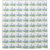 Lila Leuchtturm Duschvorhang (Vorderseite)