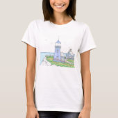 Lila Leuchtturm; Frauentrick; Beach Life T-Shirt (Vorderseite)
