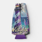 Lila Leuchtturm mit Foxglove & Iris Personalisiert Flaschenkühler (Rückseite)