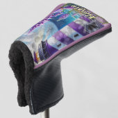 Lila Leuchtturm mit Foxglove & Iris Personalisiert Golf Headcover (3/4 Vorderseite)
