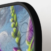 Lila Leuchtturm mit Foxglove & Iris Personalisiert Pickleball Schläger (Linke Seite)