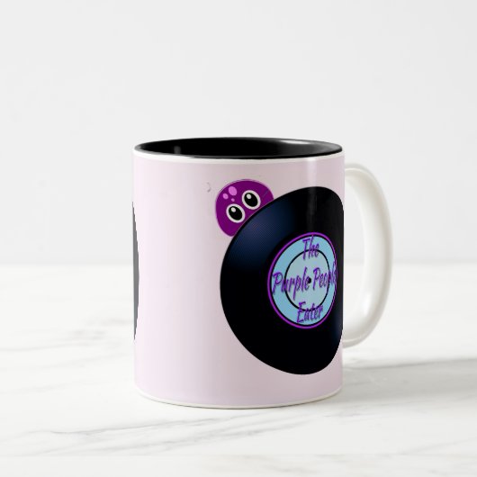 Lila Leute-Esser-goldene Oldie-Lied-Titel Zweifarbige Tasse (VorderseiteRechts)