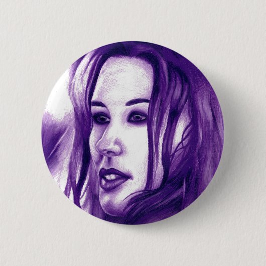 Lila Leute-Frauen-Mode-Porträt-Kunst Button (Vorderseite)