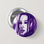 Lila Leute-Frauen-Mode-Porträt-Kunst Button (Vorne & Hinten)