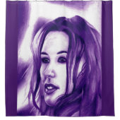 Lila Leute Frauen Portrait Originelle Kunst Duschvorhang (Vorderseite)
