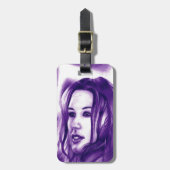 Lila Leute Frauen Portrait Originelle Kunst Gepäckanhänger (Vorderseite vertikal)