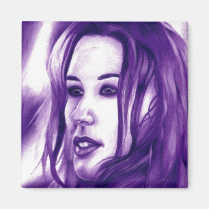 Lila Leute Frauen Portrait Originelle Kunst Magnet