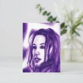 Lila Leute Frauen Portrait Originelle Kunst Postkarte (Stehend Vorderseite)