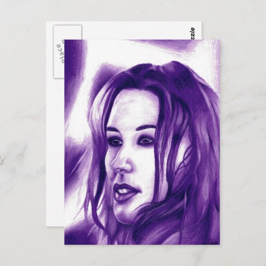 Lila Leute Frauen Portrait Originelle Kunst Postkarte (Vorne/Hinten)