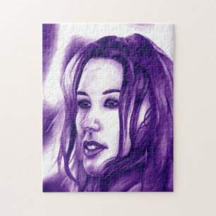 Lila Leute Frauen Portrait Originelle Kunst Puzzle