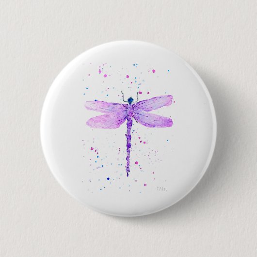 Lila Libelle Button (Vorderseite)
