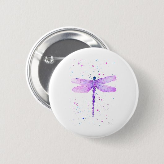 Lila Libelle Button (Vorne & Hinten)