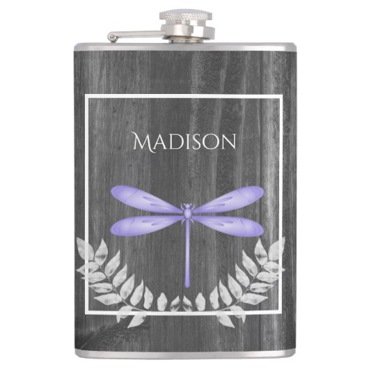 Lila Libelle Flachmann (Vorderseite)