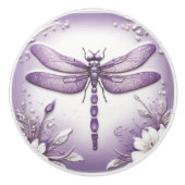 Lila Libelle Keramikknauf (Vorderseite)