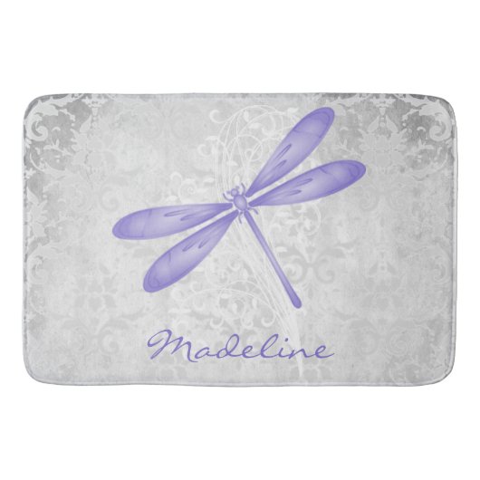 Lila Libelle Personalisiert Bath Mat Badematte (Vorderseite)