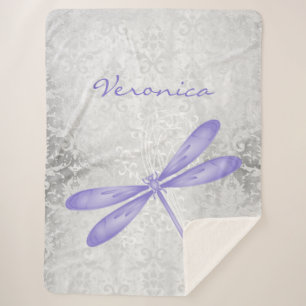 Lila Libelle Personalisiert Sherpa Blanket Sherpadecke