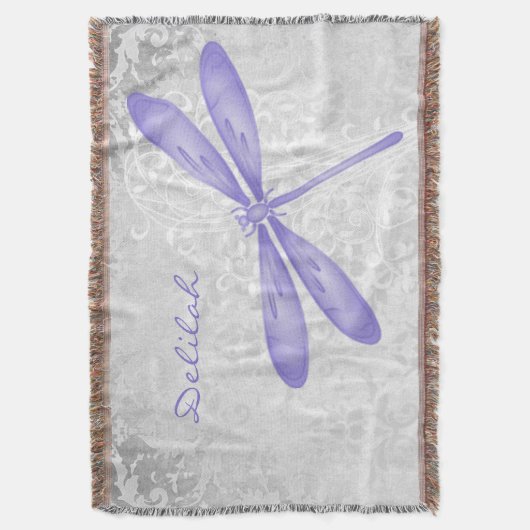 Lila Libelle Personalisierte Kehlkopfblanke Decke (Vorderseite Vertikal)