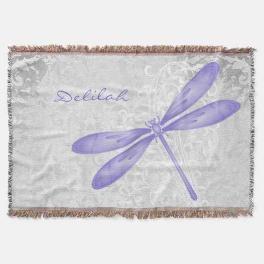 Lila Libelle Personalisierte Kehlkopfblanke Decke (Vorderseite)