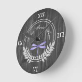 Lila Libelle Rustikale Acrylwand Runde Wanduhr (Winkel)
