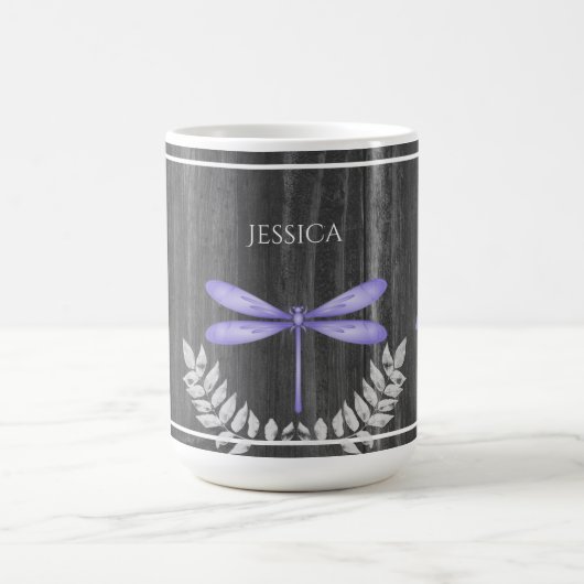 Lila Libelle Rustikale Personalisierte Kaffee Tass Kaffeetasse (Mittel)