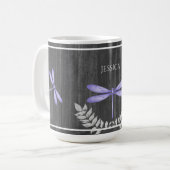 Lila Libelle Rustikale Personalisierte Kaffee Tass Kaffeetasse (Vorderseite Links)