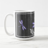 Lila Libelle Rustikale Personalisierte Kaffee Tass Kaffeetasse (Links)