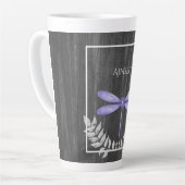 Lila Libelle Rustikale Personalisierte Latte-Tasse Milchtasse (Linke Ecke)