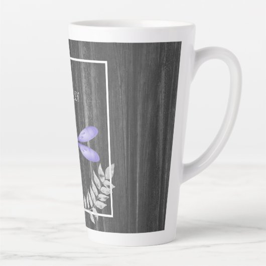 Lila Libelle Rustikale Personalisierte Latte-Tasse Milchtasse (Rechts)