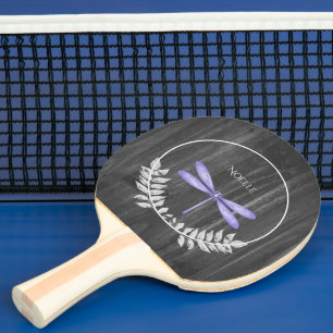 Lila Libelle Rustikaler Pingpong Paddle Tischtennis Schläger