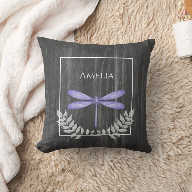 Lila Libelle Rustikales Throw Kissen (Decke)