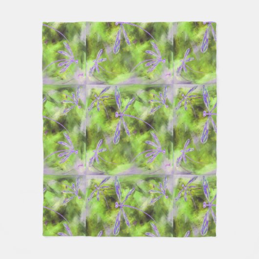 Lila Libellen auf Limon Fleecedecke (Vorderseite)