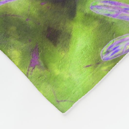 Lila Libellen auf Limon Fleecedecke (Ecke)