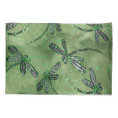 Lila Libellen auf Limonem Soft Kissenbezug (Rückseite)