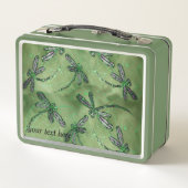 Lila Libellen auf Limonem Soft Metall Brotdose (Rückseite)