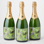 Lila Libellen auf Limonen Schaumweinetikett (Flaschen)