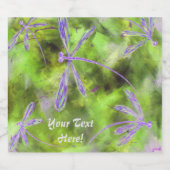 Lila Libellen auf Limonen Schaumweinetikett (Einzelnes Label)