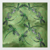 Lila Libellen auf Weich-Kalkgrün Fensteraufkleber (Blatt)