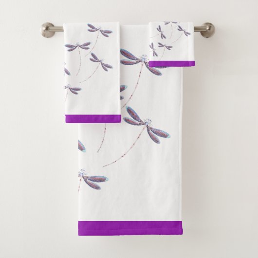 Lila Libellen Badhandtuch Set (Insitu)
