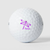 Lila Libellen-Design Golfball (Vorderseite)