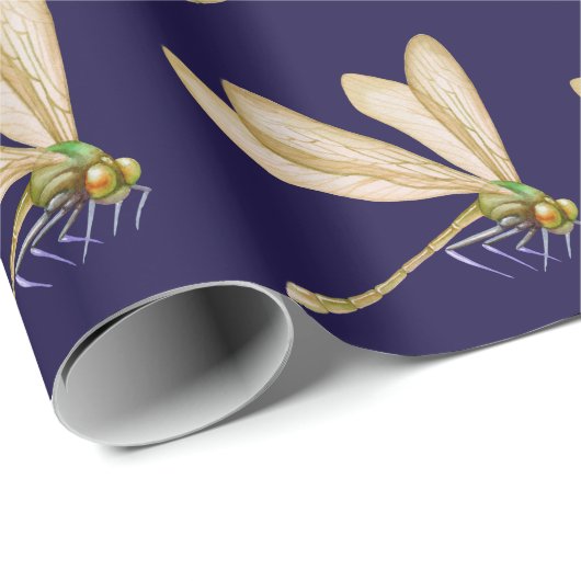 Lila Libellen Geschenkpapier (Rolleneckpunkt)