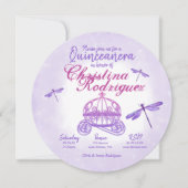 Lila Libellen Quinceñera Einladung (Vorderseite)