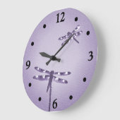 Lila Libellen-Uhr Große Wanduhr (Winkel)