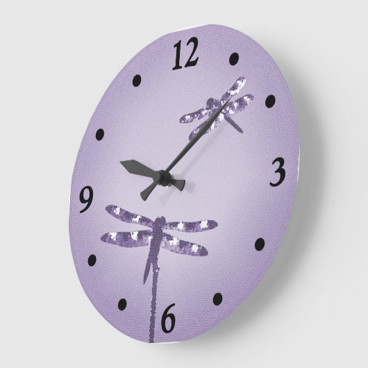 Lila Libellen-Uhr Große Wanduhr (Winkel)