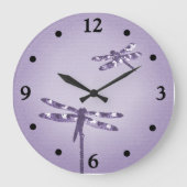 Lila Libellen-Uhr Große Wanduhr (Vorderseite)