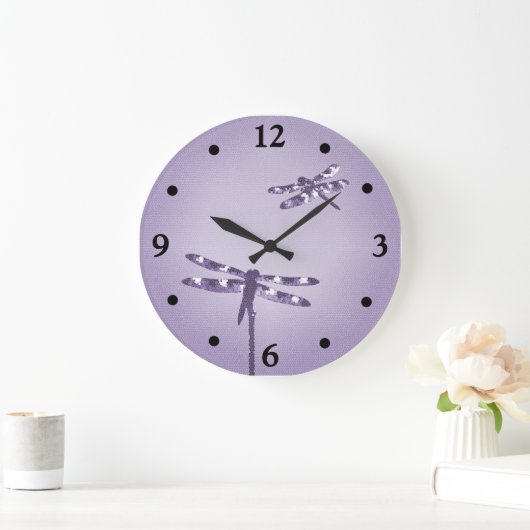 Lila Libellen-Uhr Große Wanduhr (Zuhause)